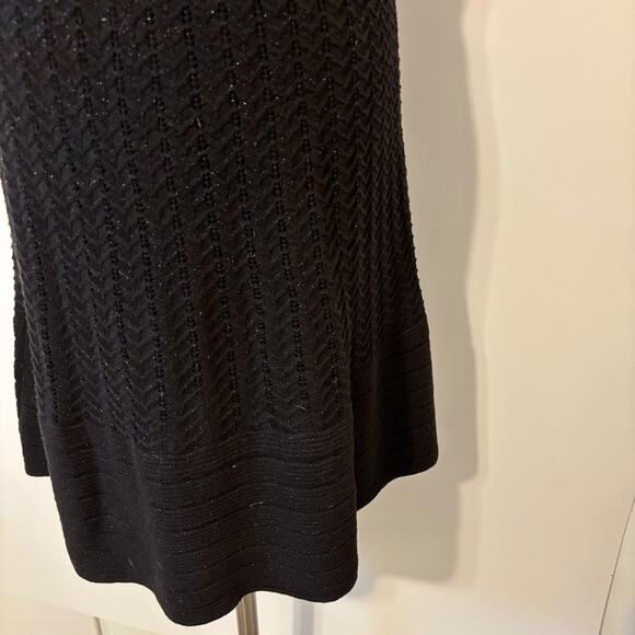 Nine West V Neck Black Fit & Flare Black Dress Medium Knit Cocktail dress - Picture 13 of 13